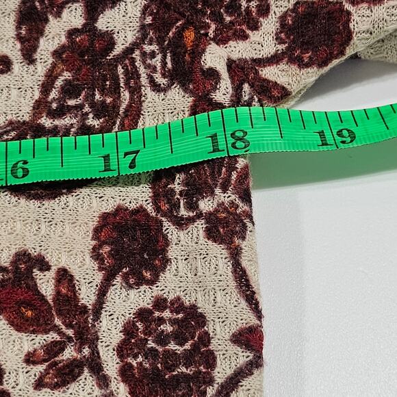 Vintage America Waffle Knit Top Style Lara Size S LS Paisley Boho Peasant - Picture 7 of 8